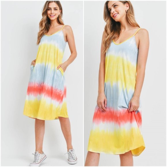 Rainbow Stripe midi Dress - Picture 1 of 14